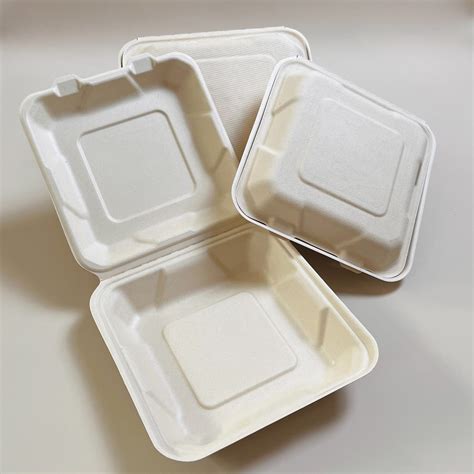 Biodegradable Disposable Clamshell Food Container Bagasse Sugarcane