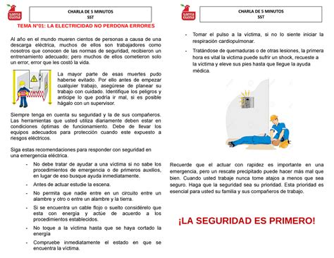 Charlas DE 5 Planta ICA CHARLA DE 5 MINUTOS SST SST TEMA N01 LA