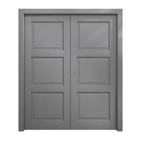 Sartodoors 84 In X 96 In Painted Grey Oak Solid Wood Double Pocket