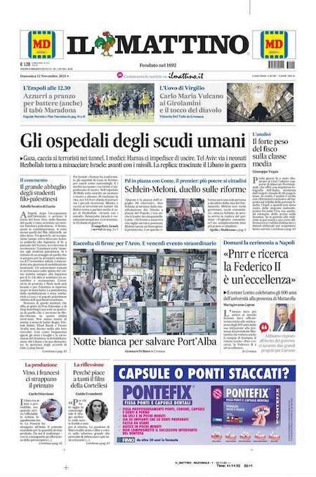 Le Prime Pagine Di Domenica 12 Novembre 2023 Il Post