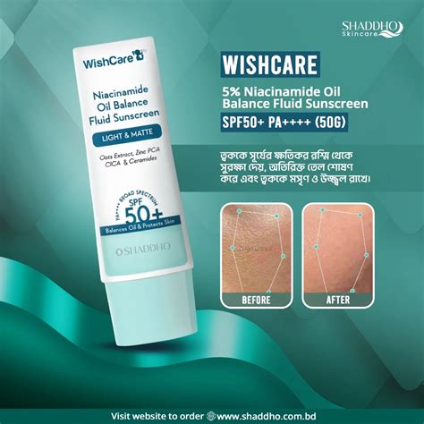 WishCare Niacinamide Oil Balance Fluid Sunscreen SPF50+ PA++++ (50g ...