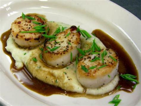 Seared Scallops Polenta Demi Glace Recipe Robert Irvine Food Network