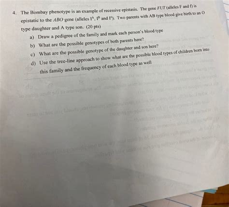 Solved 4. The Bombay phenotype is an example of recessive | Chegg.com