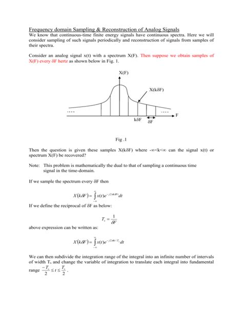 Frequency Domain Sampling And Reconstruction Of Analog