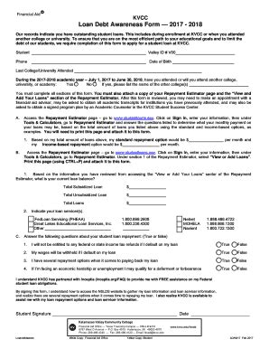 Fillable Online KVCC FINANCIAL AID INTENT FORM Fax Email Print PdfFiller