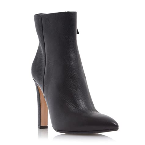 Dune Black Ladies Ora High Heel Leather Pointed Toe Ankle Boot