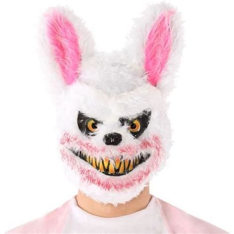 Masque Halloween Lapin Horreur Atosa Blanc Et Rose Adulte