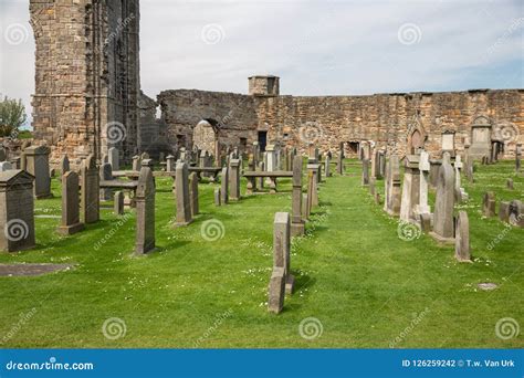 Ruin and Graveyard with Tombstones Near St Andrews Cathedral, Scotland ...