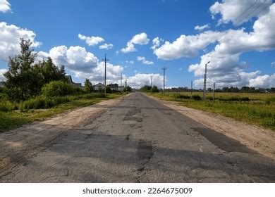 Asphalt Road Began Deteriorate Because Truck Stock Photo