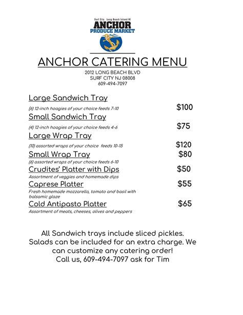 Order Catering Anchor Produce