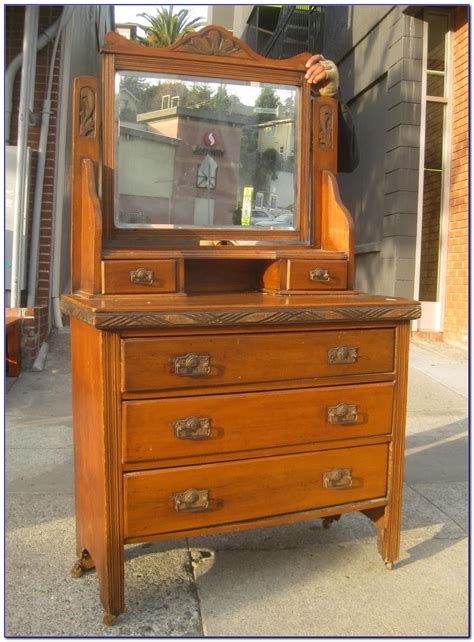 Vintage Vanity Dresser With Round Mirror Dresser Home Design Ideas