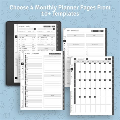 Download Customizable Kindle Scribe Monthly Planner