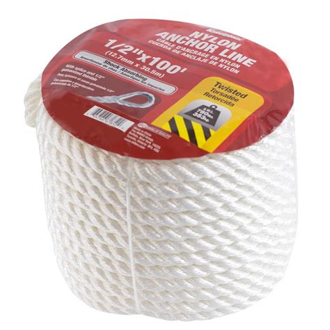 Kingcord 1 2 In X 100 Ft Twisted Nylon Anchor Line With 1 2 In Galvanized Thimble White