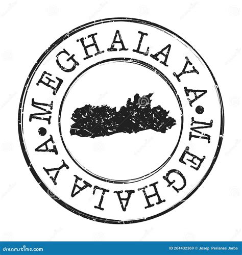 Meghalaya India Map Postmark Silhouette Postal Passport Stamp Round Vector Icon Vintage