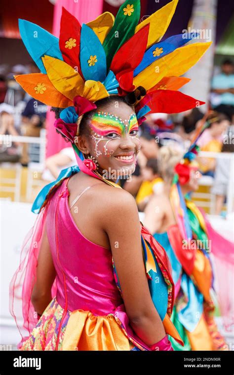 02.04.2023 Dominican Republic Punta Cana Annual Carnival. A girl in a carnival costume Stock ...