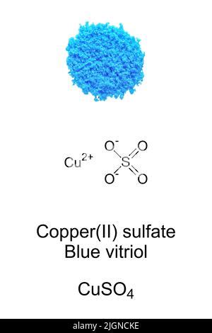 Les cristaux de sulfate de cuivre II pentahydraté La formule pour