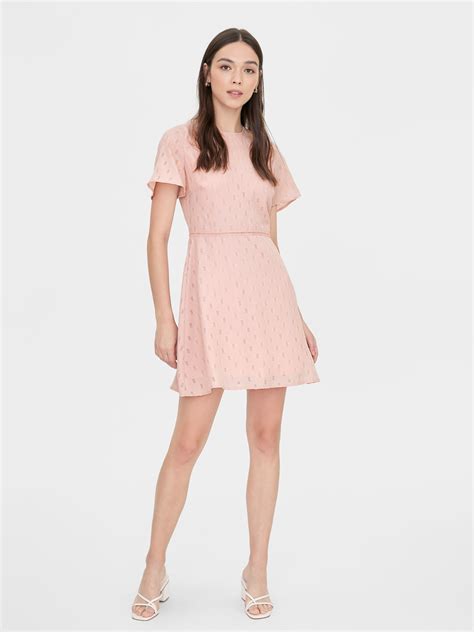 Semi Sheer Butterfly Sleeves Dress Pink Pomelo Fashion