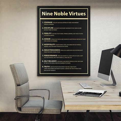 Nine Noble Virtues Sign Inspiration Courage Wall Art Son's - Etsy