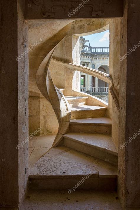 Spiral staircase in the courtyard of a medieval castle Stock Photo by ...