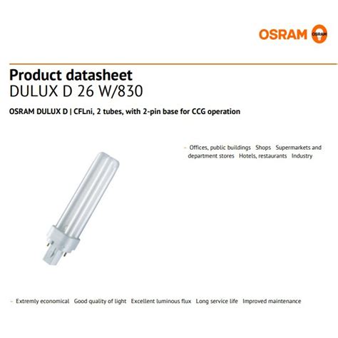 Philips Osram W Pl C Dulux D Pin Compact Fluorescent Tube Shopee