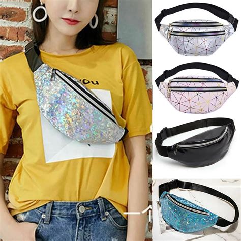 Women Waist Pack Reversible Mermaid Sequins Glitter Waist Bag Fanny