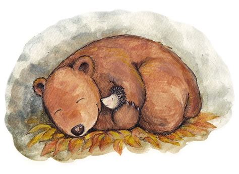 Winter Sleep bear and hedgehog Angela Kommoß acrylic sleeping bear