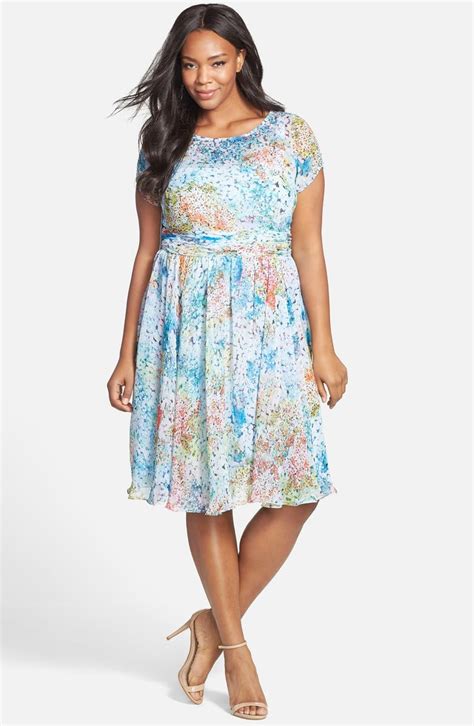 Adrianna Papell Floral Print Chiffon Dress Plus Size Nordstrom