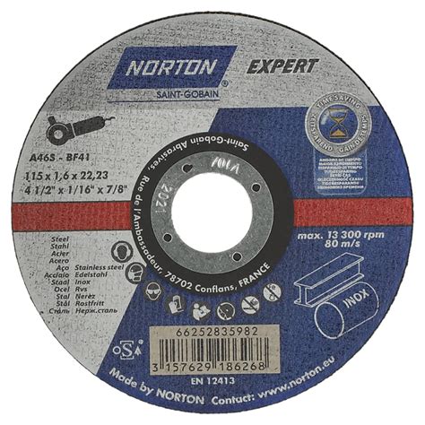 DISCO ABRASIVO 115 Mm NORTON EXPERT SPESSORE 1 6 Mm TAGLIO INOX Bricoman