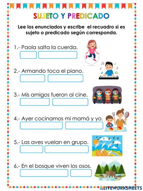 Sujeto Y Predicado Online Exercise For Primaria Sujeto Y Predicado