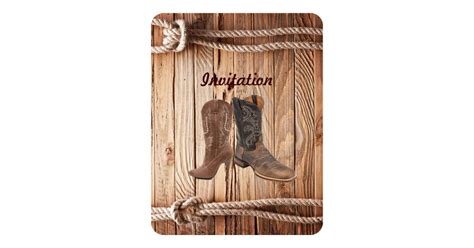 Barn Wood Cowboy Boots Western Country Wedding Invitation