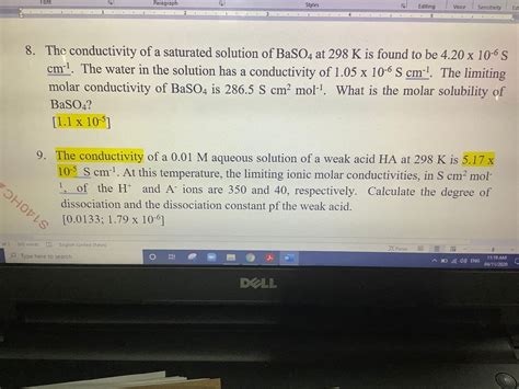 Answered 8 The Conductivity Of A Saturated Bartleby