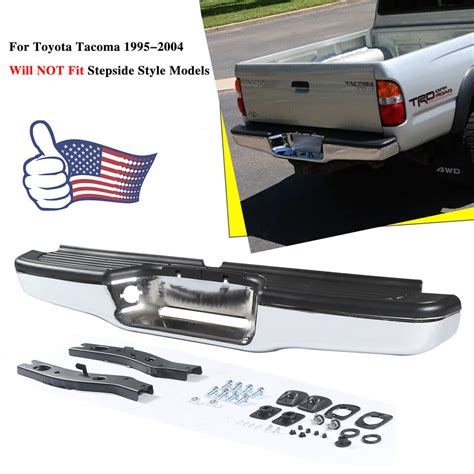 New Chrome Complete Rear Steel Bumper For Toyota Tacoma Pickup