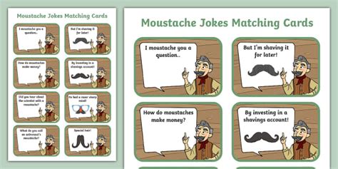 Moustache Jokes Matching Cards Teacher Made Twinkl