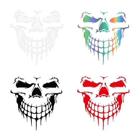 4pcs Skull Stickers Car Window Wall Decal Sticker Halloween Skull ...