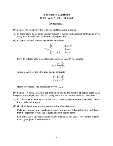 Assignment Assign Fundamental Algorithms Csci Ga Fall