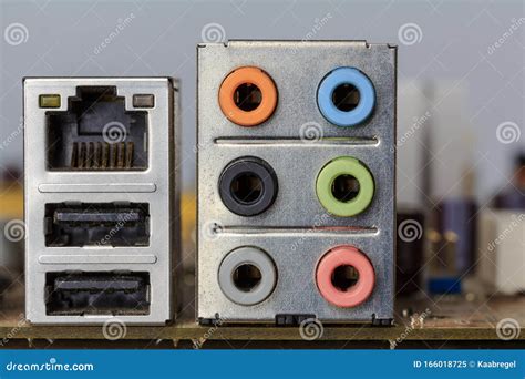 Back Panel Connectors Of The Computer Motherboard Stock Photography ...