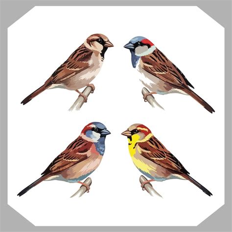 Premium Vector Set Of Sparrow Bird Silhouette Collection Illustration