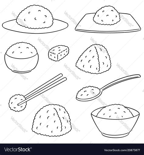 Set Rice Royalty Free Vector Image Vectorstock