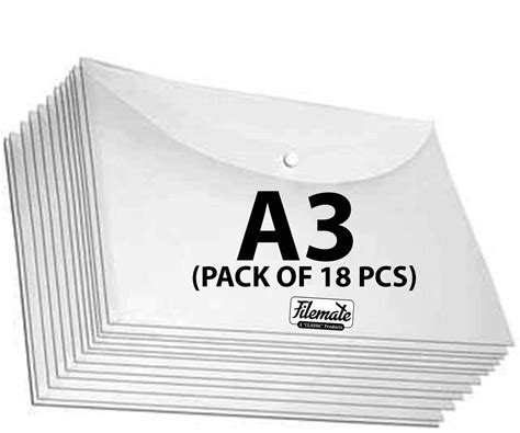 Filemate A3 Size My Clear Bag Pack Of 18 Pcs Size 13 X 18 Inch