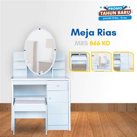 Meja Rias Minimalis Kaca Sliding Aestetic Putih Kaca Kotak Dan Oval