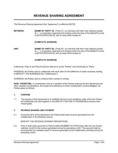 Revenue Sharing Agreement Template