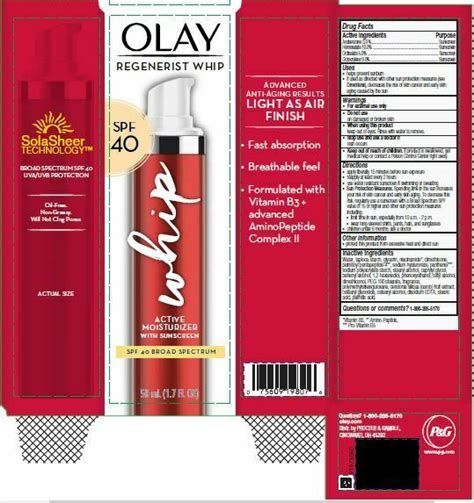 Olay Regenerist Whip Face Moisturizer Sunscreen Spf 40 Peptides Anti Aging Nib Kypsterr