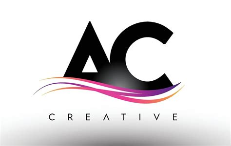 AC Logo Letter Design Icon. AC Letters with Colorful Creative Swoosh ...