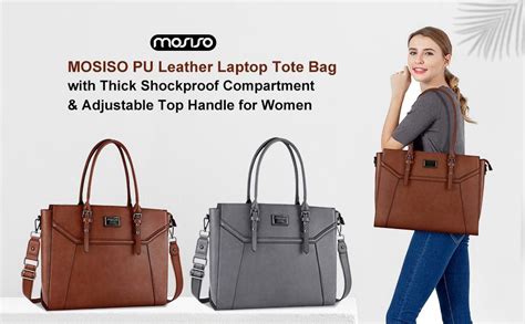 Mosiso 17 Inch Women Laptop Tote Bag With Shockproof Compartment