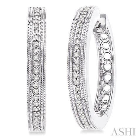 SILVER DIAMOND FASHION HOOP EARRINGS - 86538SJSSSLER