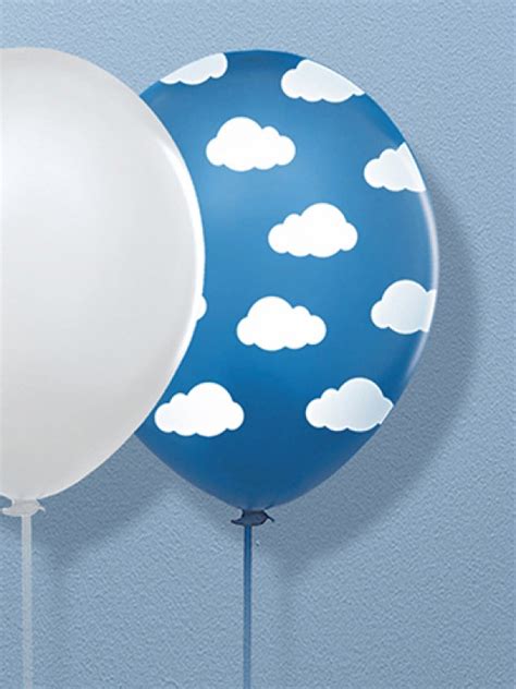 Latexballons Transparent Blau Mit Wei En Wolken Cm Feierwelt