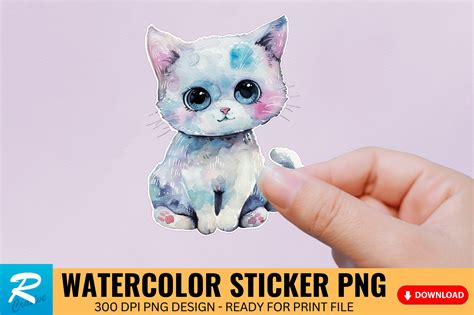 Cute Watercolor Kitten Sticker Bundle Graphic by Regulrcrative ...