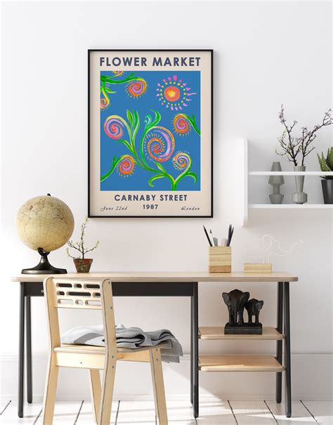 Flower Market London Poster Flower Market Art Print Floral Etsy