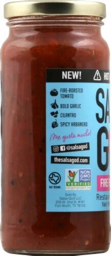 Salsa God Fire Roasted Red Hot Spicy Restaurant Style Salsa 16 Oz