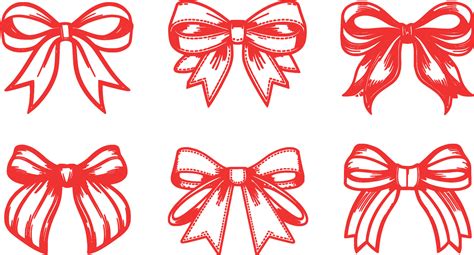 A Set Of Red Bows Vector Art At Vecteezy